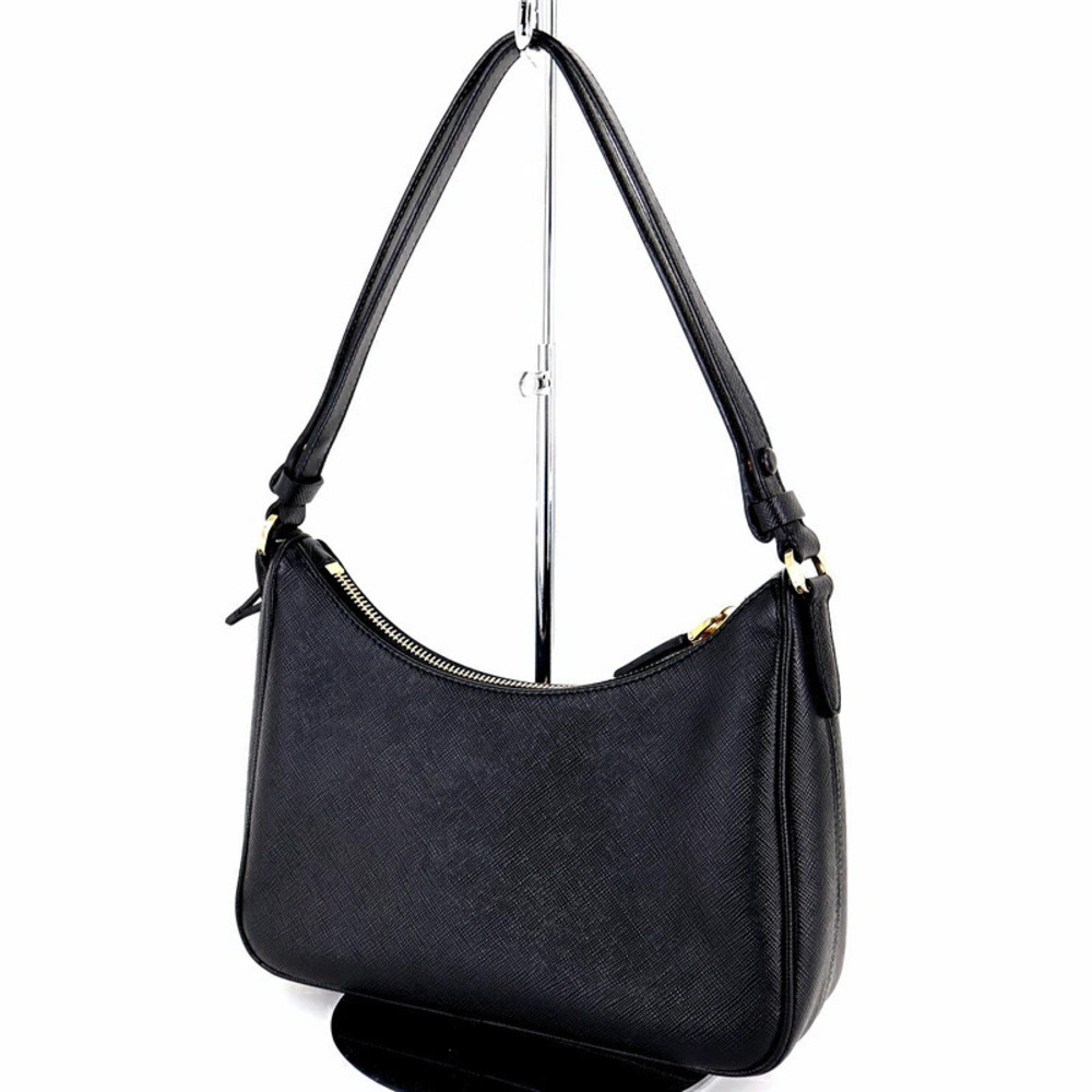 Prada Leather Bag One Saffiano Shoulder 2way Black Hobo